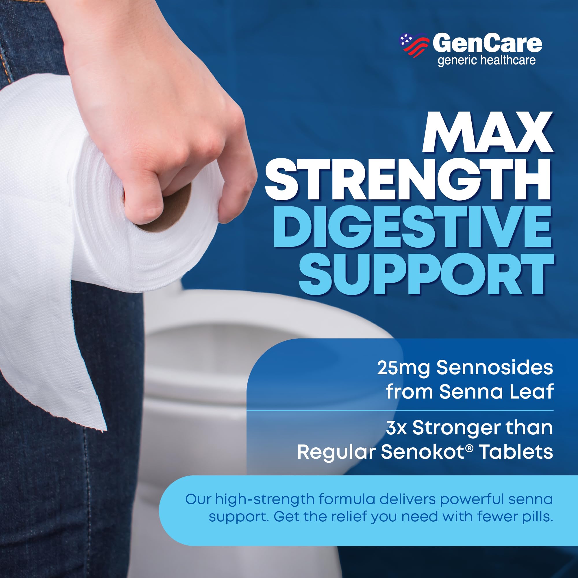 GenCare Senna 25mg caja: almacenamiento fácil en casa.