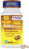 GenCare Senna laxante, envase de 600 tabletas para la familia.