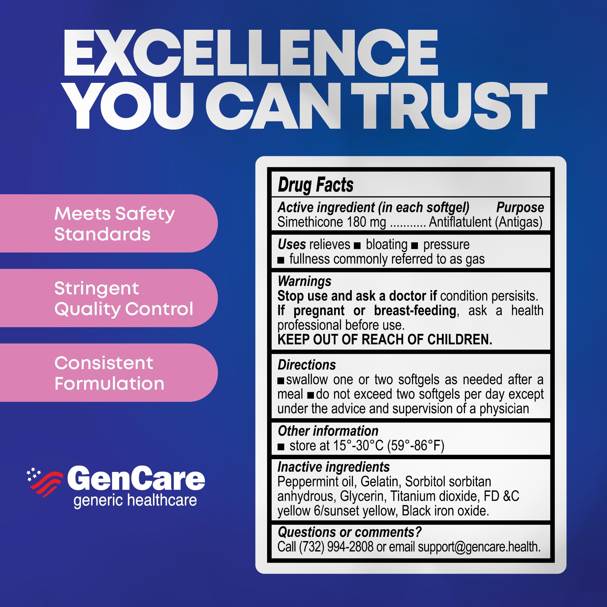 GenCare etiqueta clara en el empaque, información de uso y seguridad.