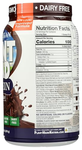 Envase de proteína vegetal de Genceutic Naturals para almacenamiento cómodo.