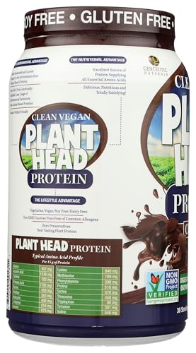 Etiqueta chocolate de Genceutic Naturals en envase de proteína vegetal para sabor.