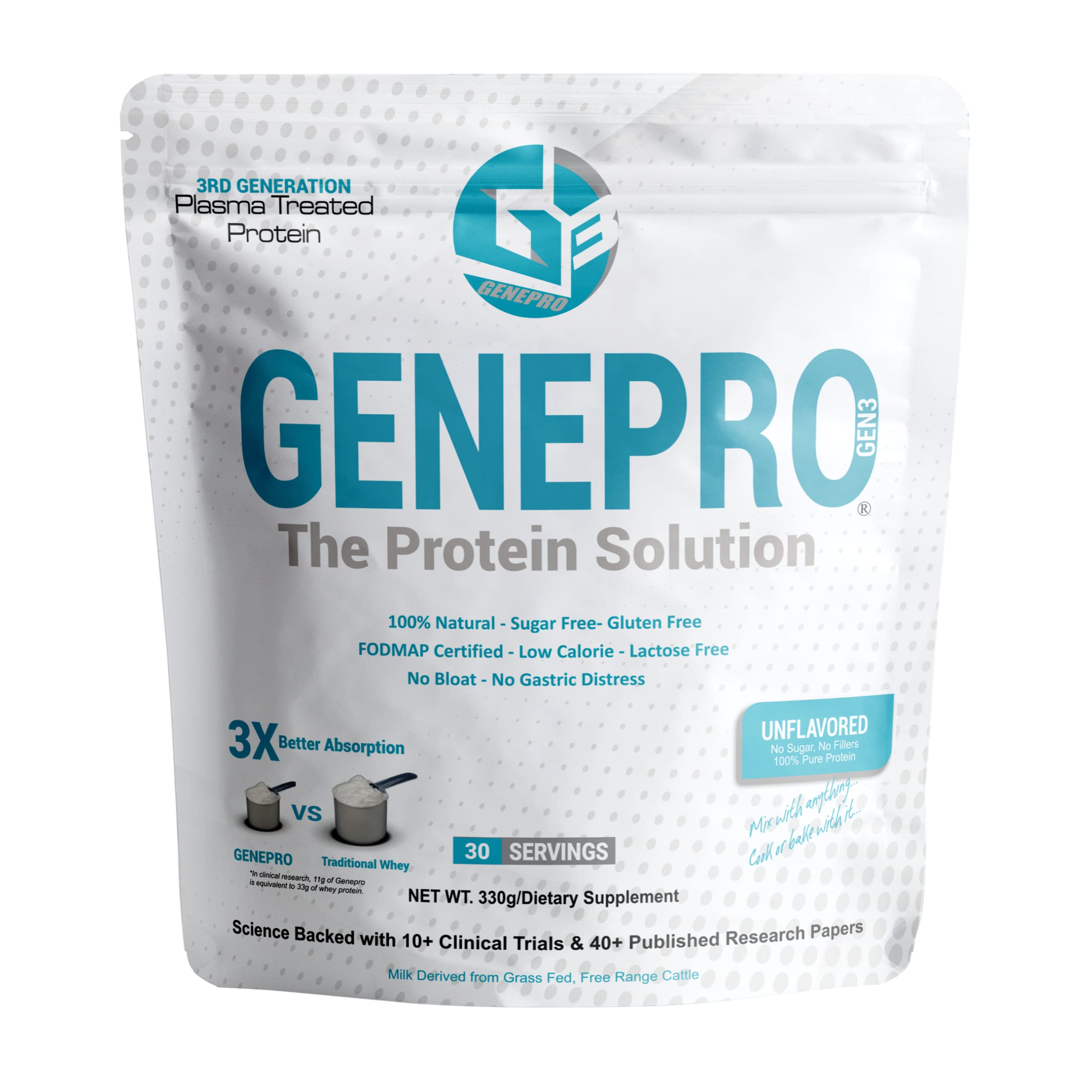 GENEPRO GEN. 3 polvo sin sabor listo para mezclar en batido o jugo