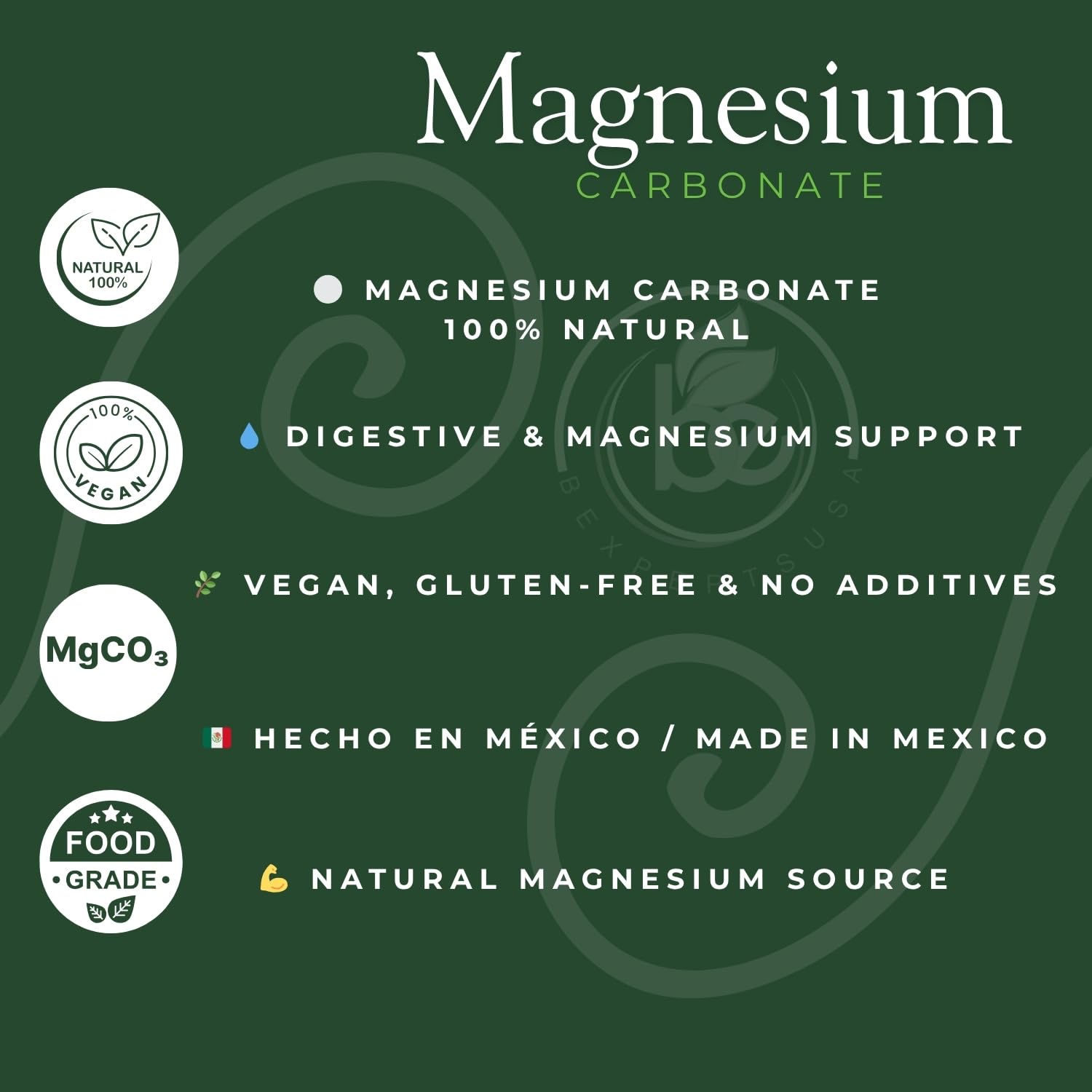 Generic Carbonato de Magnesio, hecho en México con estándares de calidad.