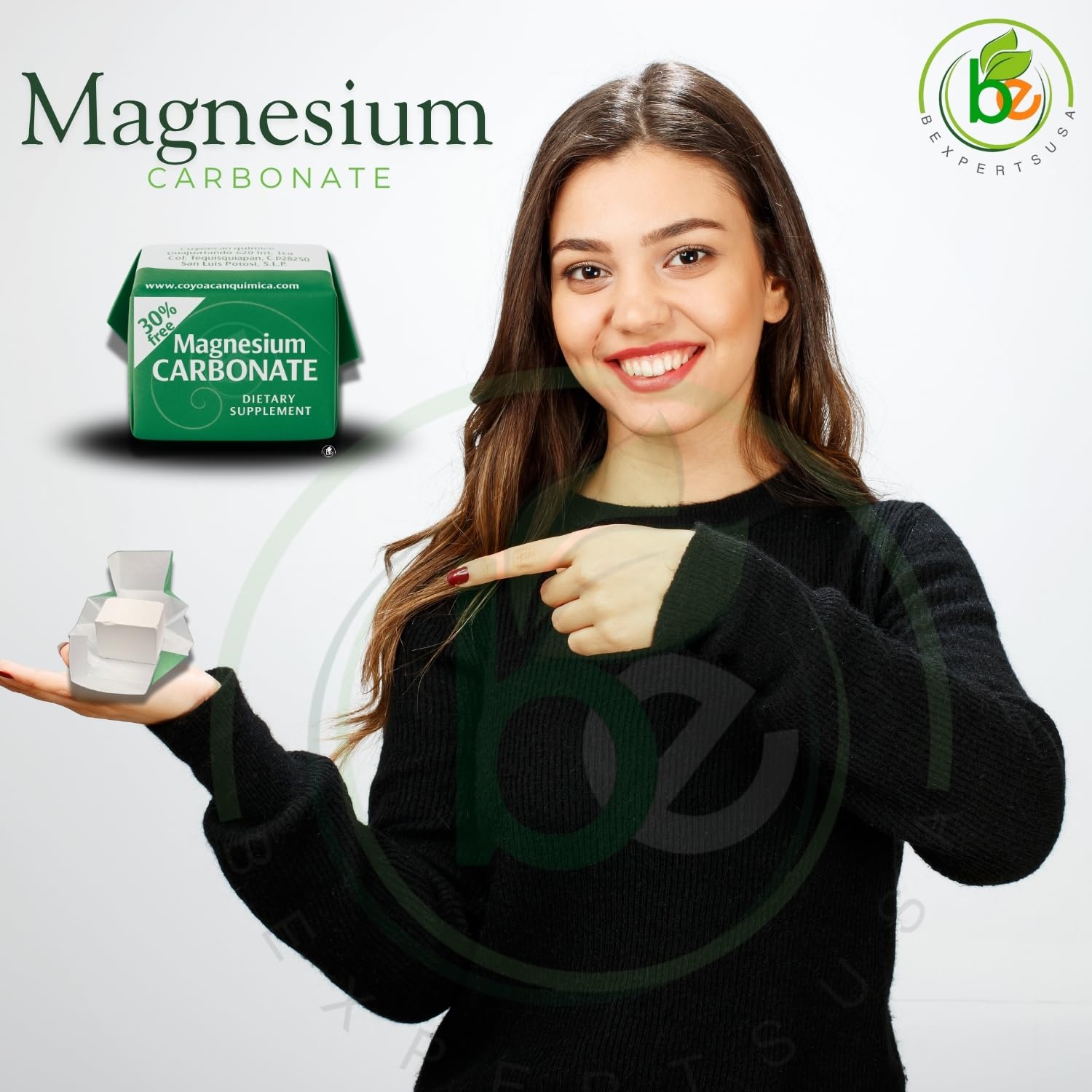 Generic Carbonato de Magnesio, uso diario en bebidas tibias para rituales de bienestar.