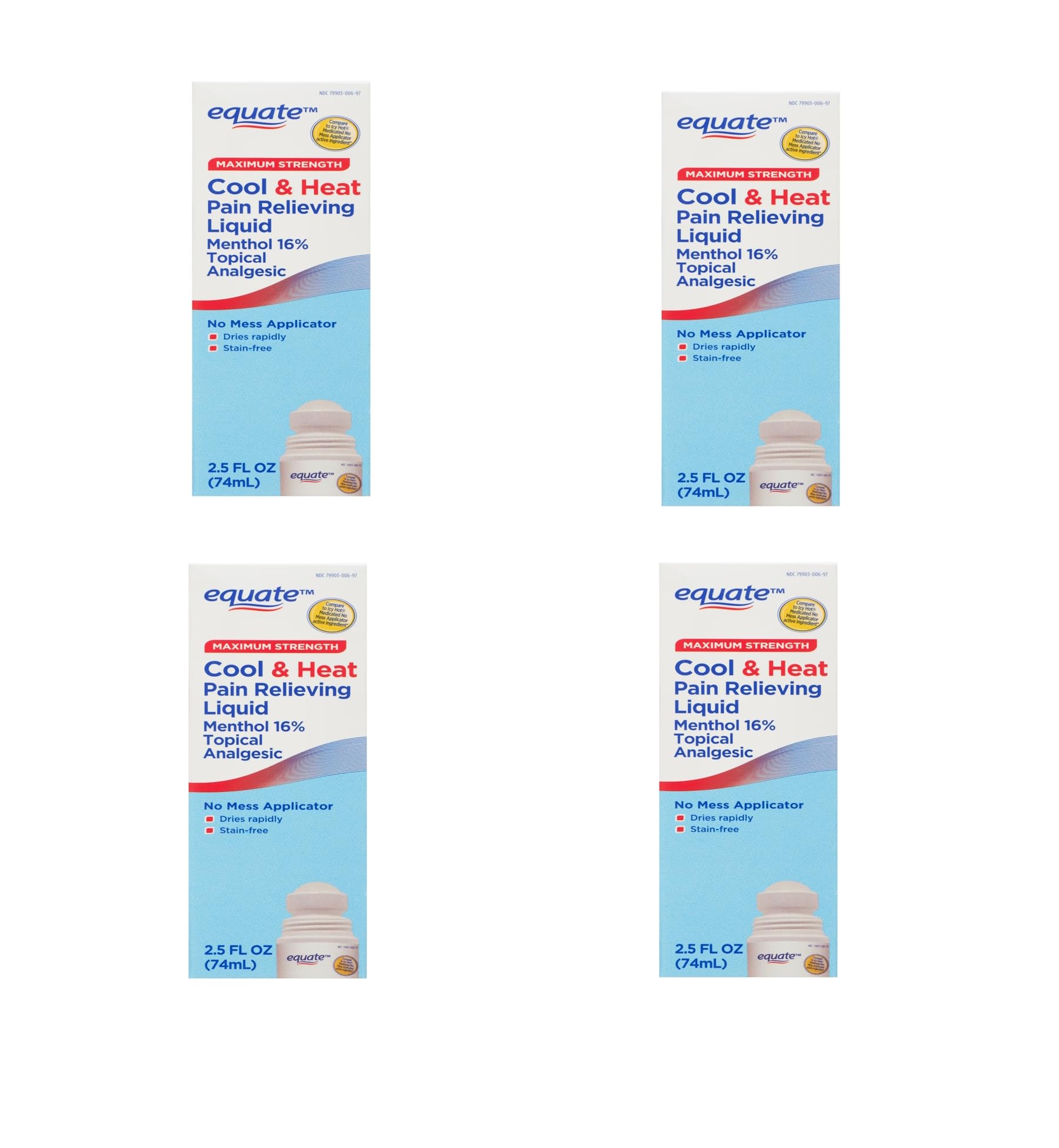 Equate: aplicación precisa con mentol y salicilato de metilo para alivio focalizado.