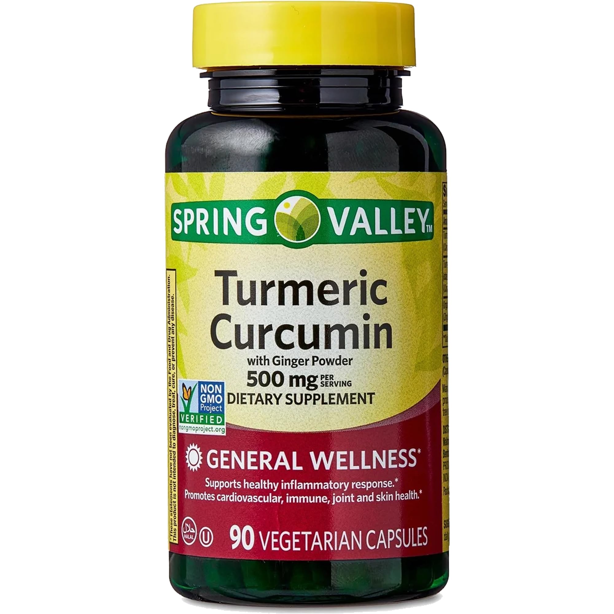 Generic: etiqueta con curcumina y jengibre para bienestar diario