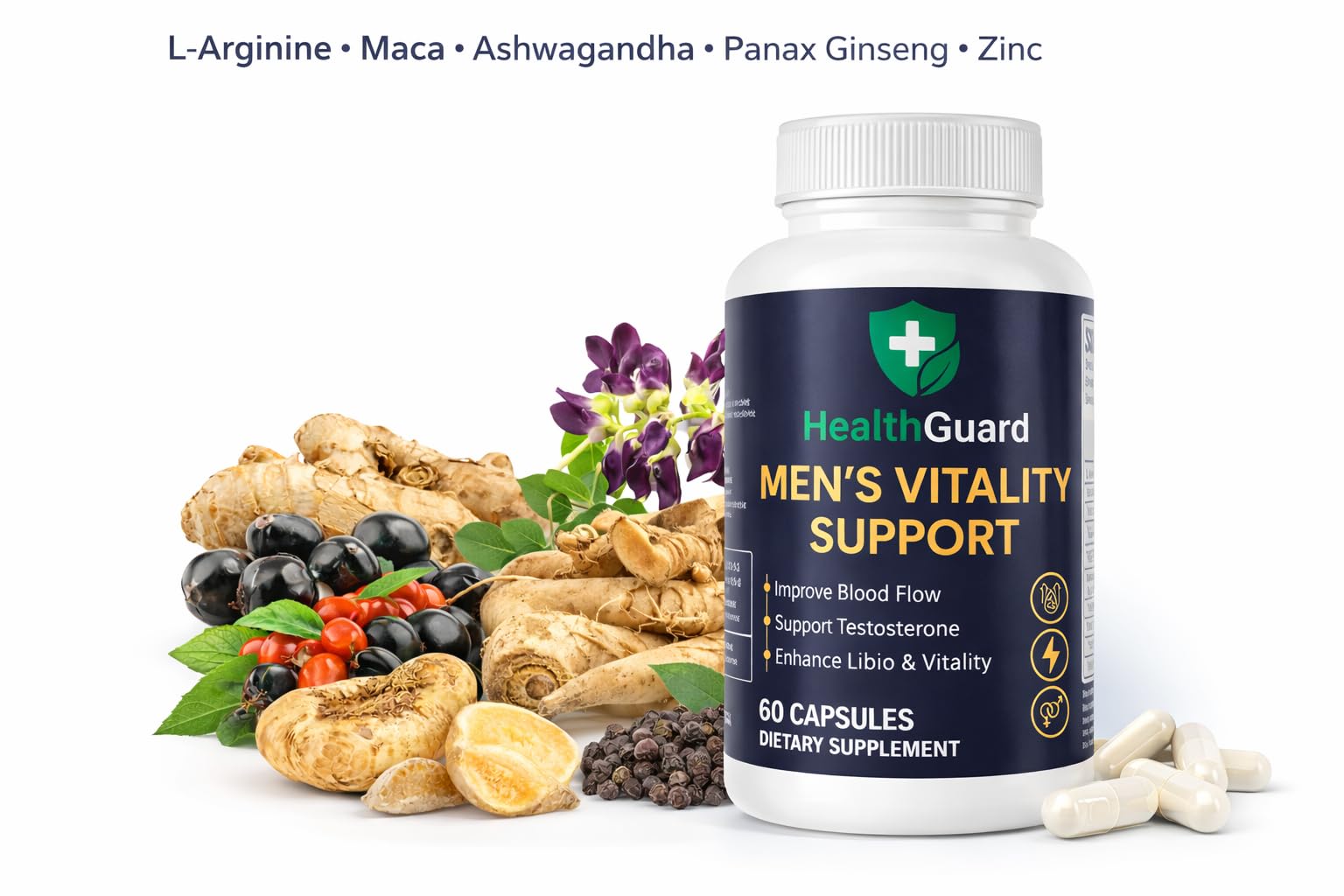 HealthGuard: mezcla herbal de maca y fenogreco para nutrición diaria.