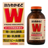 Primer plano de tabletas Strong Wakamoto 1000 para apoyo digestivo