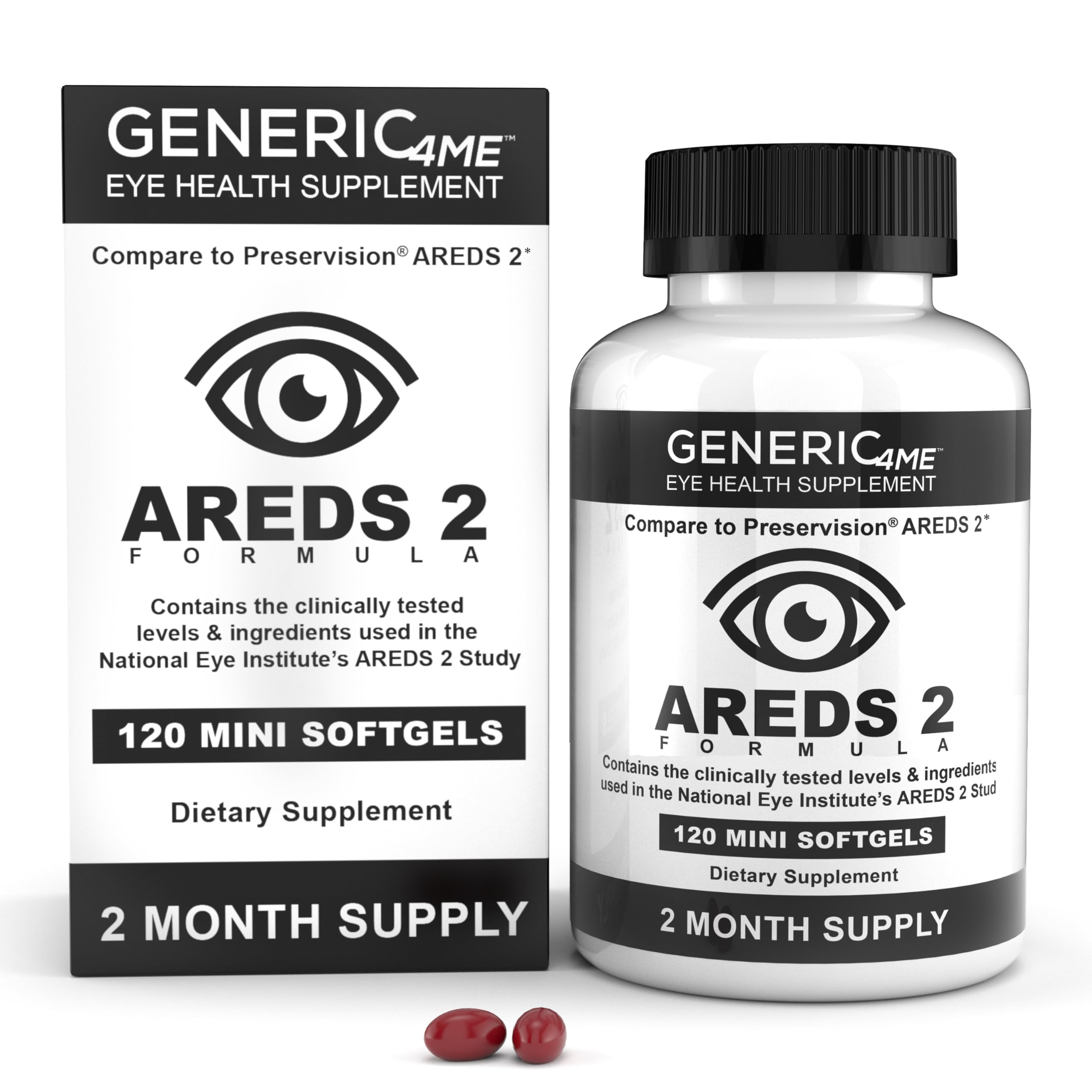 Generic4ME AREDS 2: cápsulas blandas en botella para la salud ocular