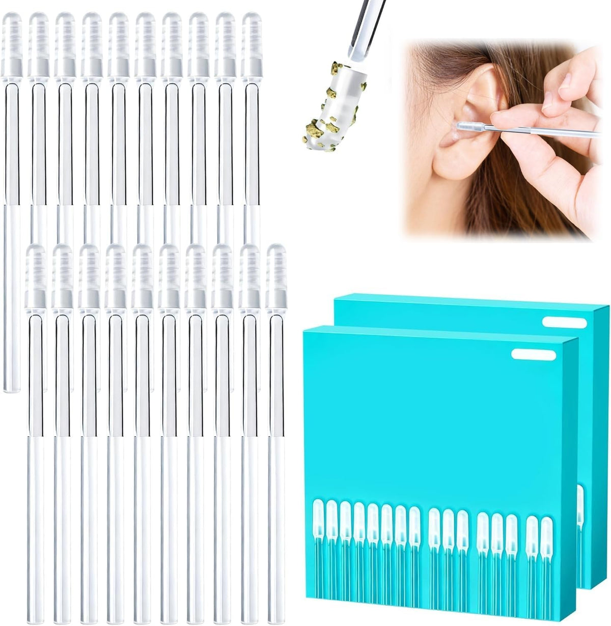 Conjunto Genérico de 48 hisopos adhesivos para cerumen, limpieza suave en casa.