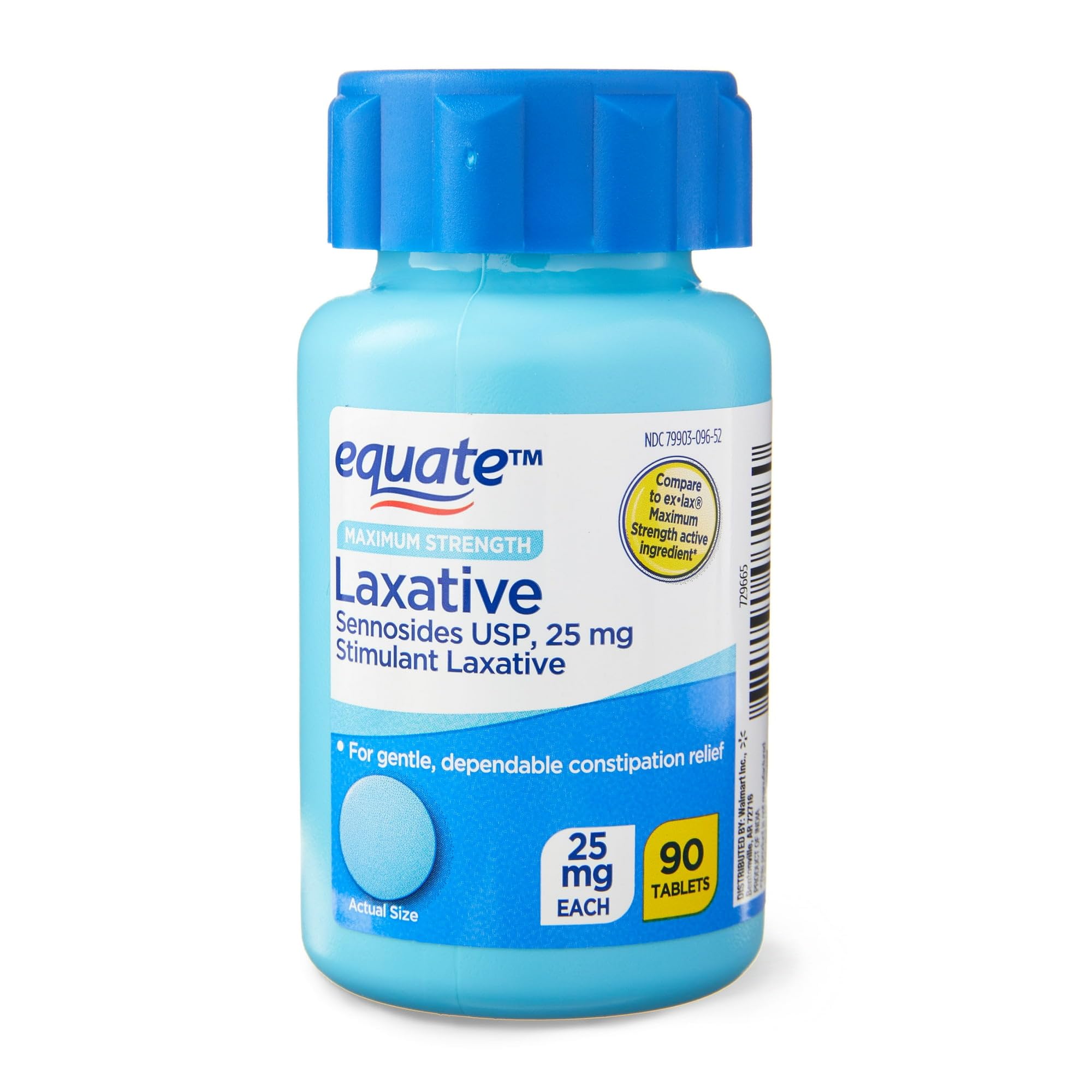 Generico Sennosidos: botella de tabletas laxantes para alivio ocasional del estreñimiento.
