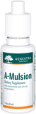 Genestra A-Mulsion, botella cítrica, apoya salud ocular y piel.