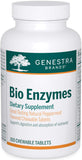 Genestra Bio Enzymes: botella de tabletas masticables para apoyo digestivo diario.