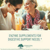 Genestra Bio Enzymes: etiqueta de ingredientes con enzimas digestivas clave.