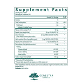 Genestra Bio Enzymes: tableta masticable en primer plano, sabor menta natural.