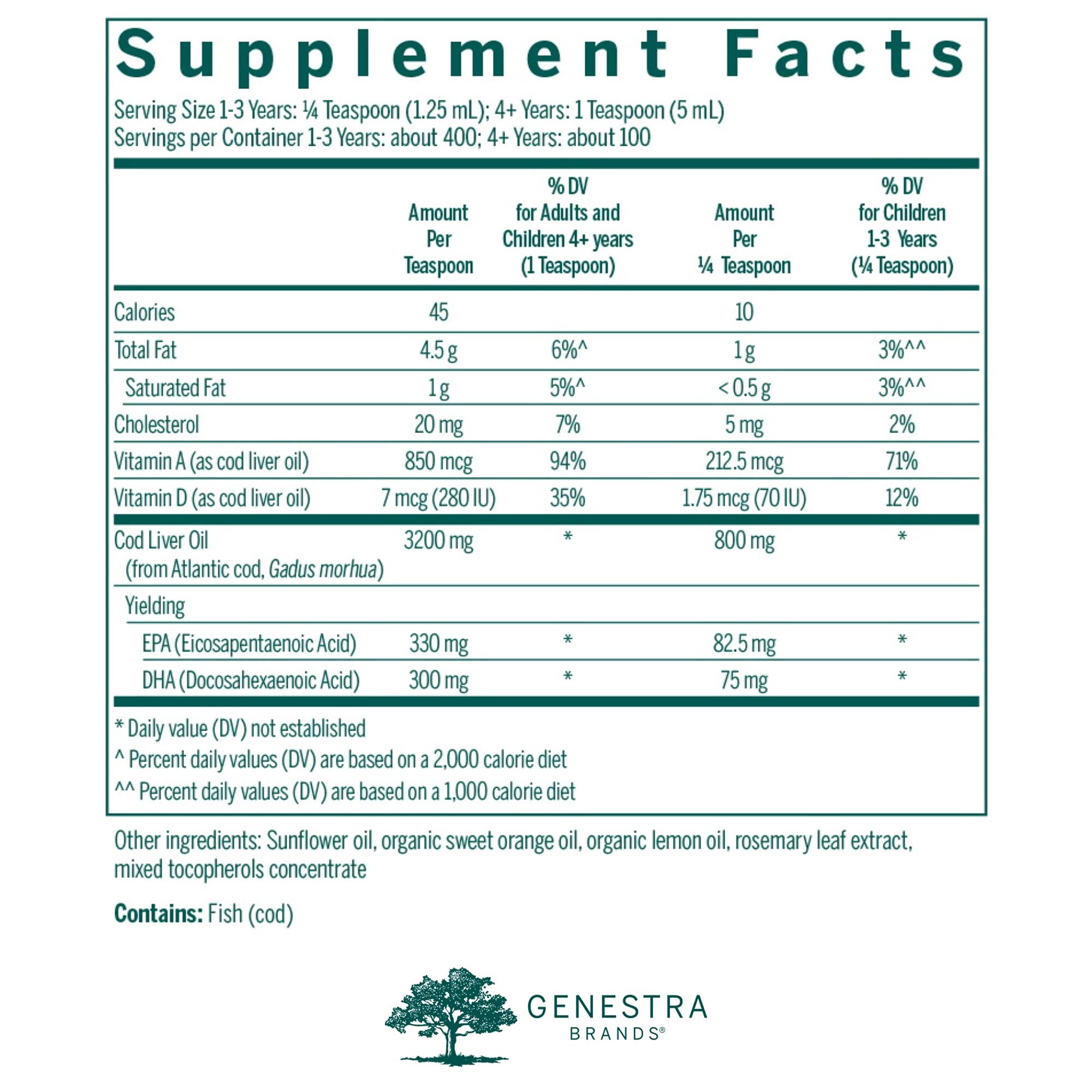 Genestra Brands Etiqueta del producto con información clara para familias.