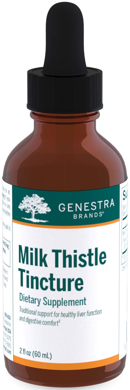 Genestra Brands Cardo Mariano Tintura - botella de vidrio para uso diario y apoyo digestivo.