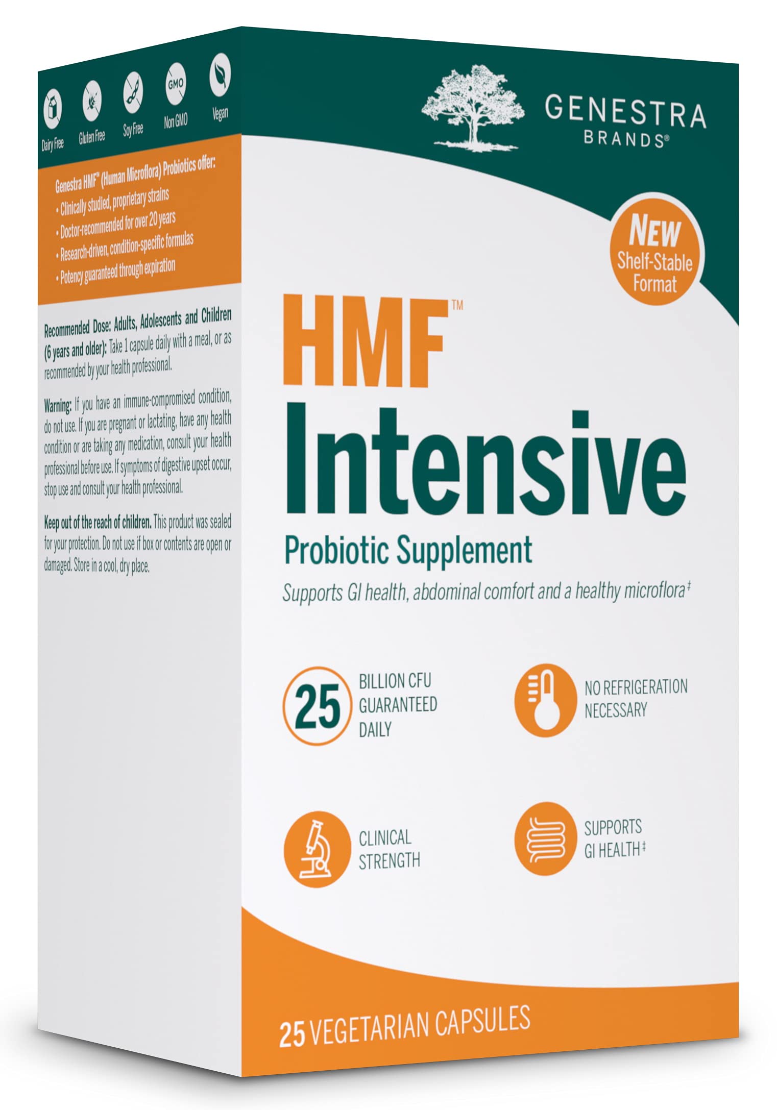 Genestra HMF Intensive, botella, apoya la salud digestiva diaria.