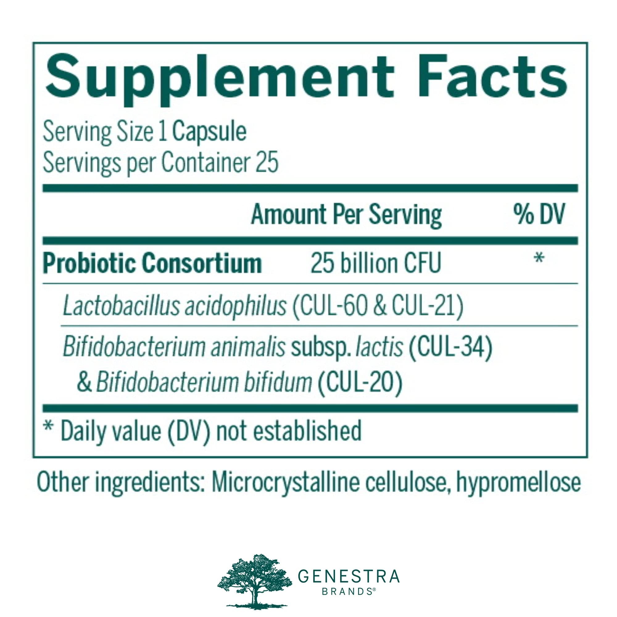 Genestra HMF Intensive, cápsula vegetal, estable para almacenamiento sencillo.