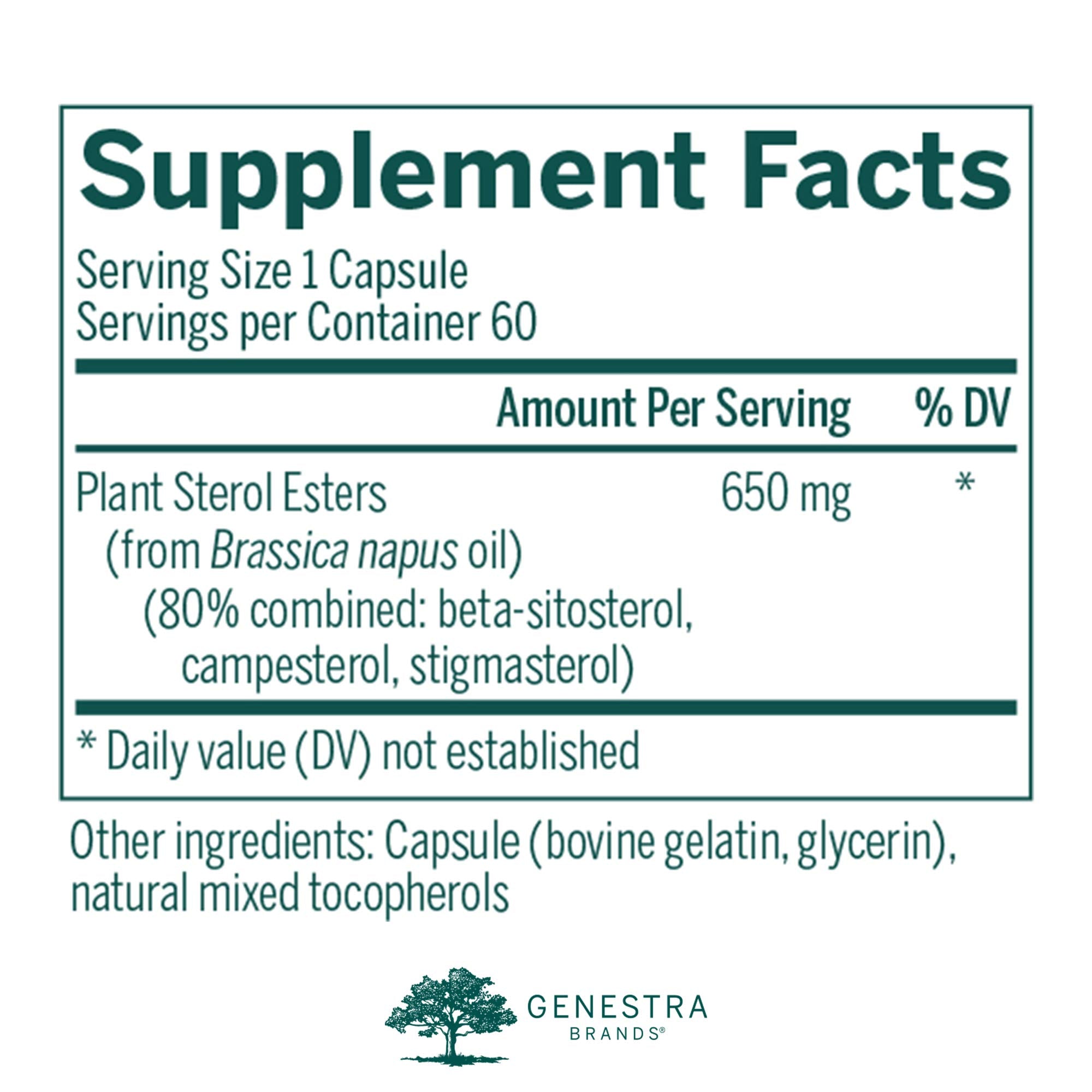 Col-Sterol de Genestra Marcas: etiqueta clara destacando ingredientes para apoyar la salud cardiovascular.