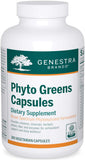 Genestra Phyto Greens Cápsulas, botella frontal para nutrición diaria equilibrada.