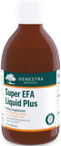 Genestra Super EFA Líquido Plus: botella con etiqueta, apoyo potencial a la salud lipídica y sabor cítrico.