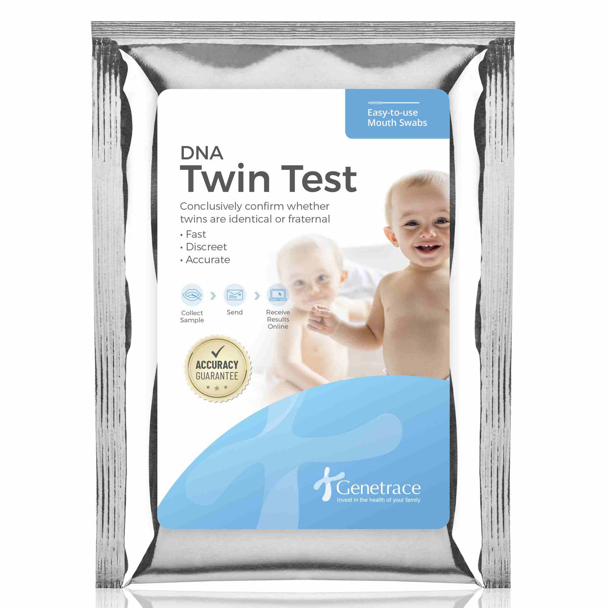 Genetrace DNA Twin Test: muestra bucal para muestreo cómodo.