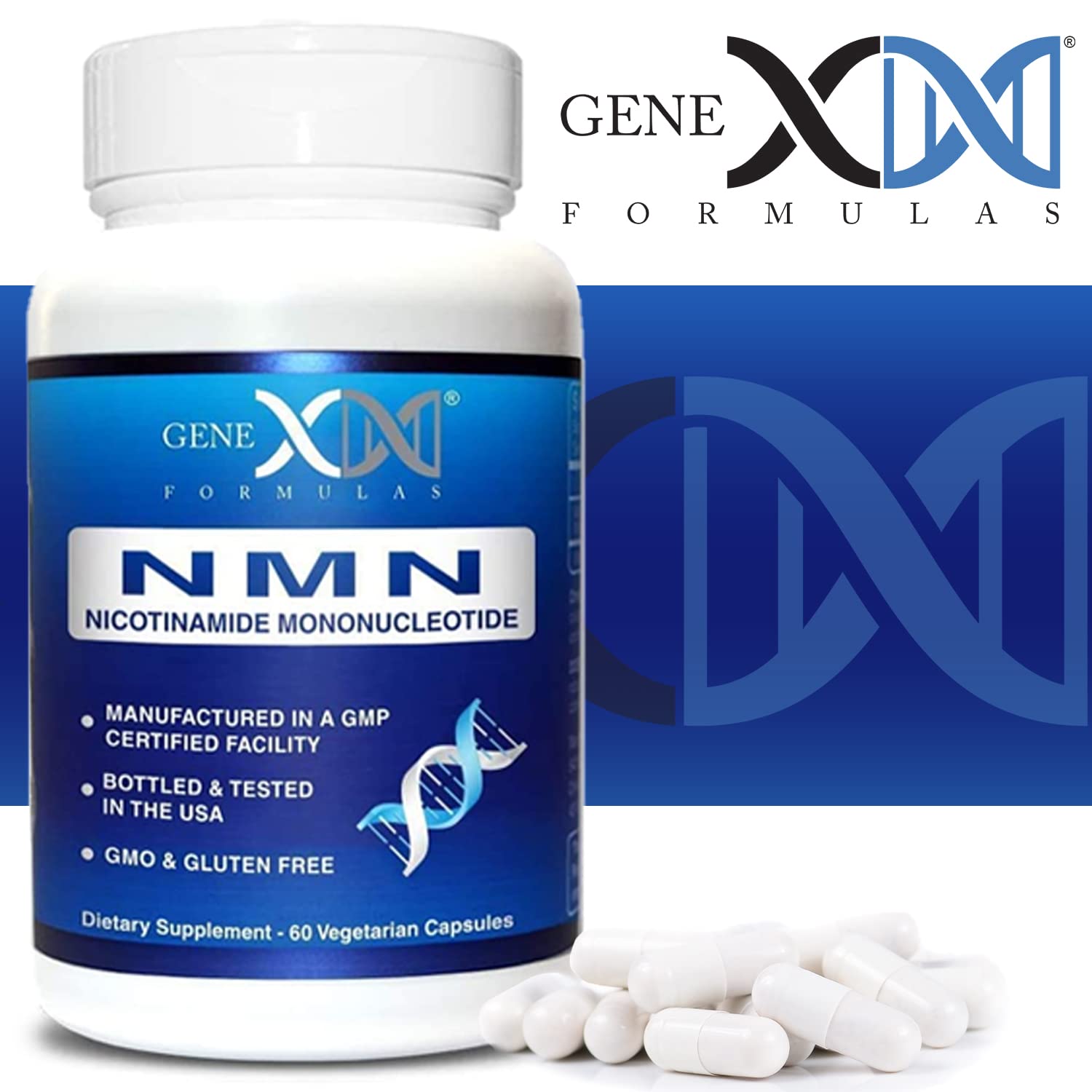 Genex Formulas NMN 250mg, certificado de calidad GMP y NSF