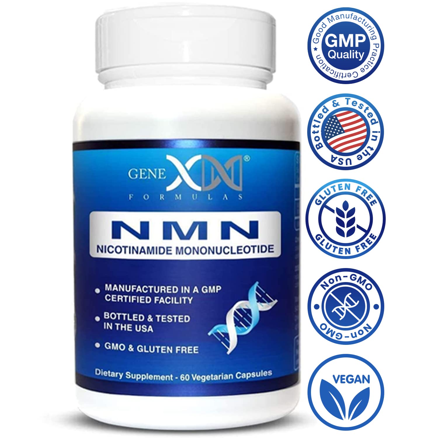 Genex Formulas NMN 250mg, tapa opaca que mejora la estabilidad