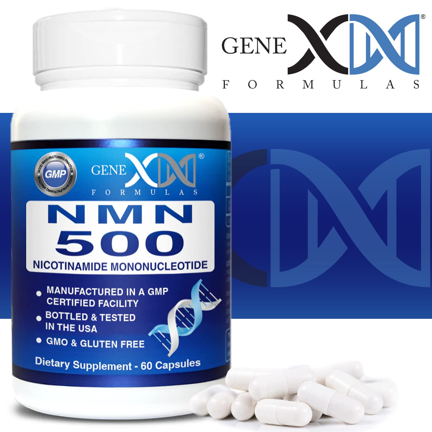 Genex Formulas NMN porción de 250mg en cada cápsula