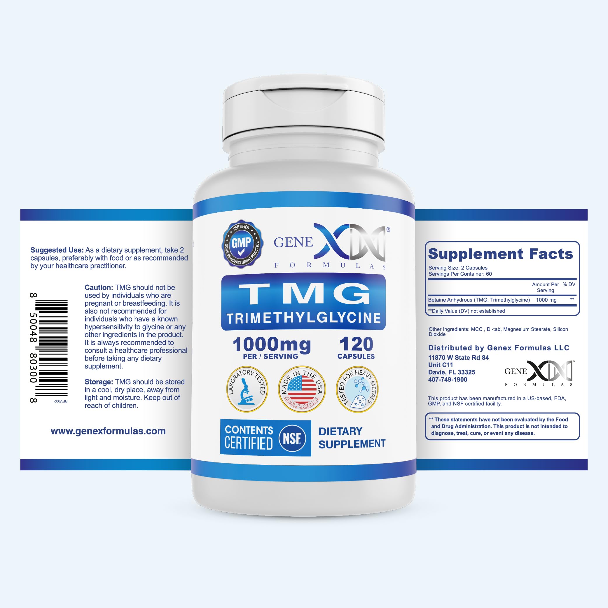 Caja del producto Genex TMG en packaging