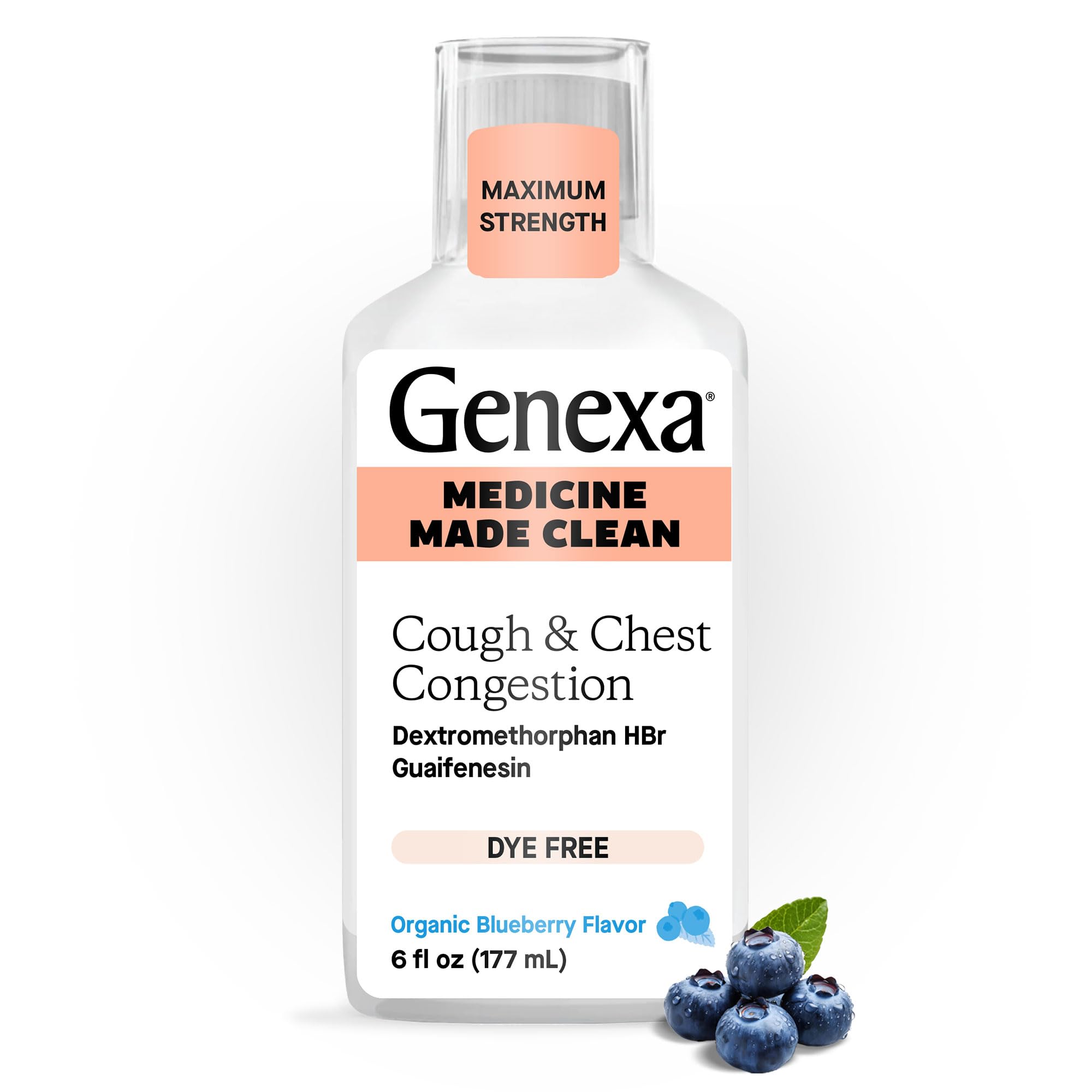 Genexa alivia tos y congestión en la botella, lista para dosis rápida.