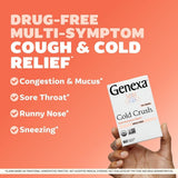 Genexa Cold Crush tabletas masticables, sabor acai, opción sin somnolencia.