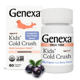 Genexa Kids Cold Crush, tabletas masticables acai, sabor agradable para aliviar tos infantil