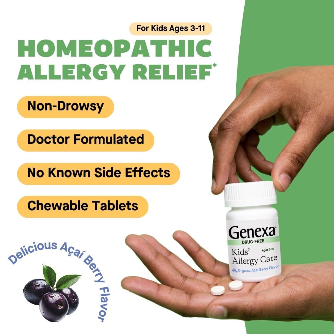 Genexa alergia infantil, sin somnolencia, tabletas fáciles de masticar.