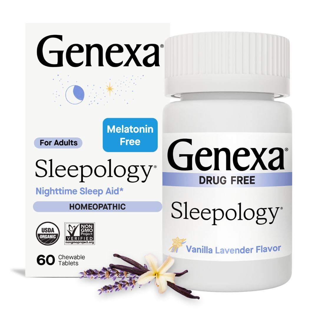 Genexa Sleepology: tableta masticable con vainilla y lavanda para descanso suave.