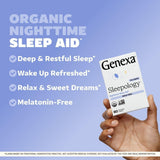 Genexa Sleepology: formato masticable para uso diario, sabor vainilla-lavanda.