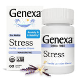 Genexa Stress Relief, tableta de vainilla-lavanda para uso diario.
