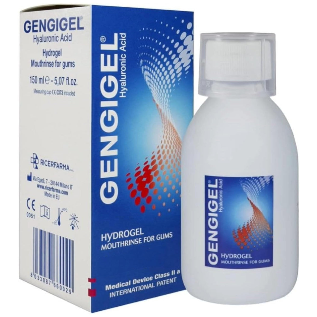 Gengigel enjuague bucal con acido hialuronico mejora la salud de las encias.