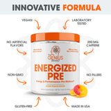 Genius Energized Pre: etiqueta sin azúcar y sin edulcorantes artificiales.