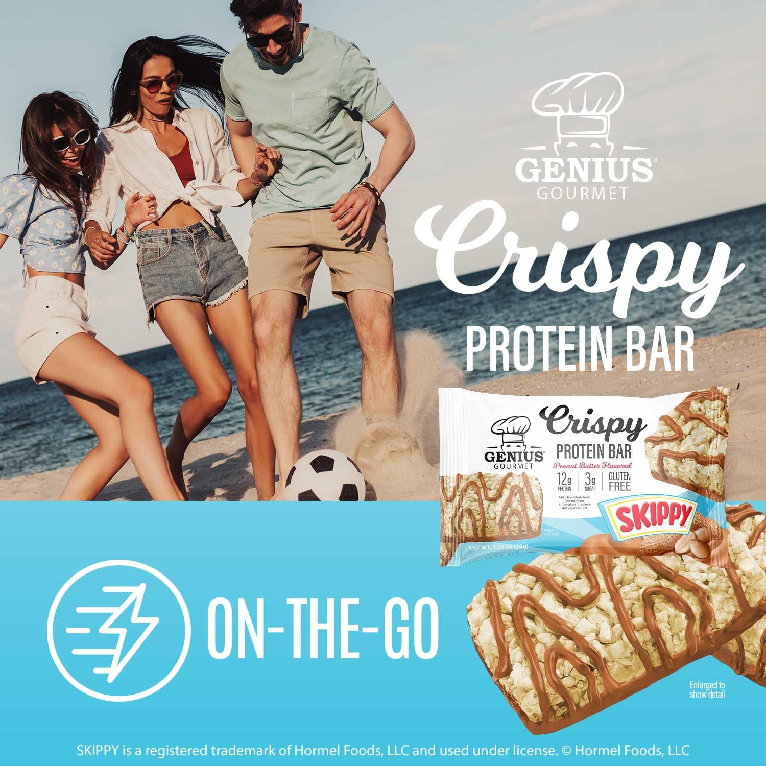 Barra para llevar Genius Gourmet Skippy, snack práctico y rápido.