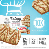 Empaque con diez barras Genius Gourmet Skippy, conveniente para la despensa.