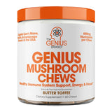 Genius Mushroom: bote vertido, sabor caramelo de mantequilla para energía diaria.