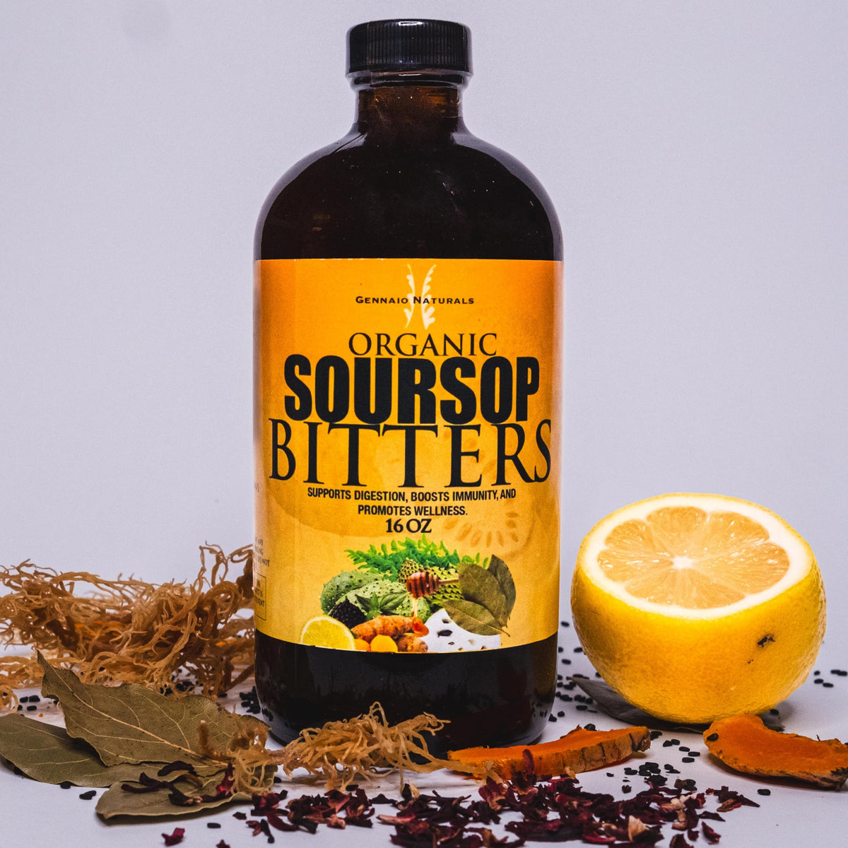 Gennaio Naturals Bitters de soursop en botella para energía diaria
