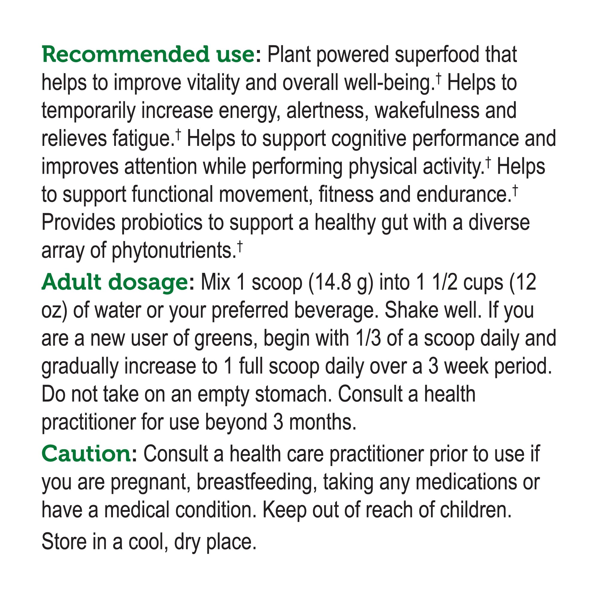Genuine Health Greens + Extra Energy, sabor chocolate oscuro para batidos.