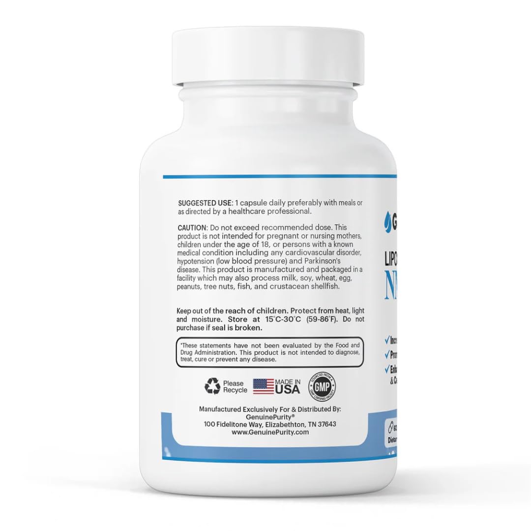 Cápsulas veganas de GenuinePurity NMN para energía sostenida.