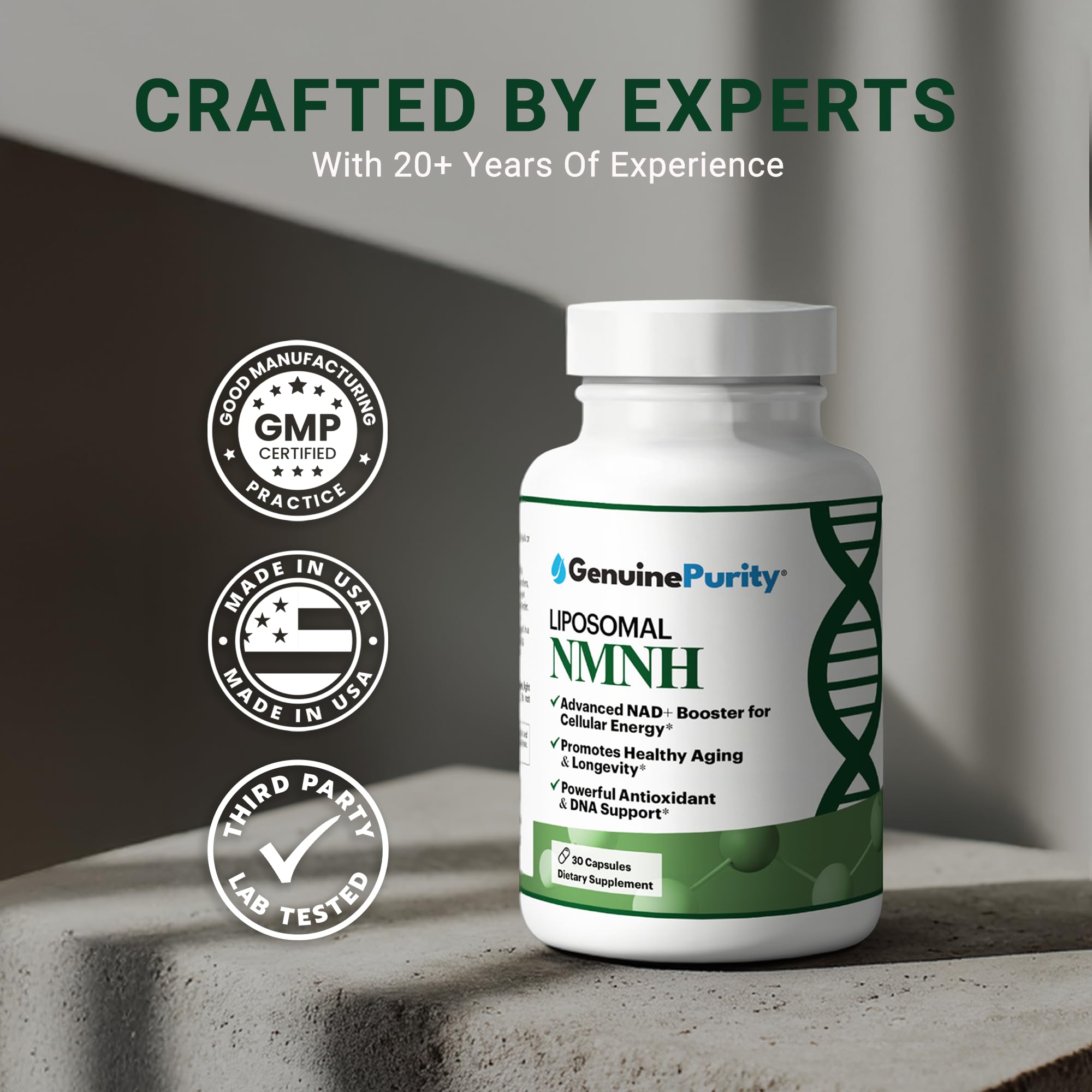 GenuinePurity NMNH, uso diario en cápsula, fácil de incorporar