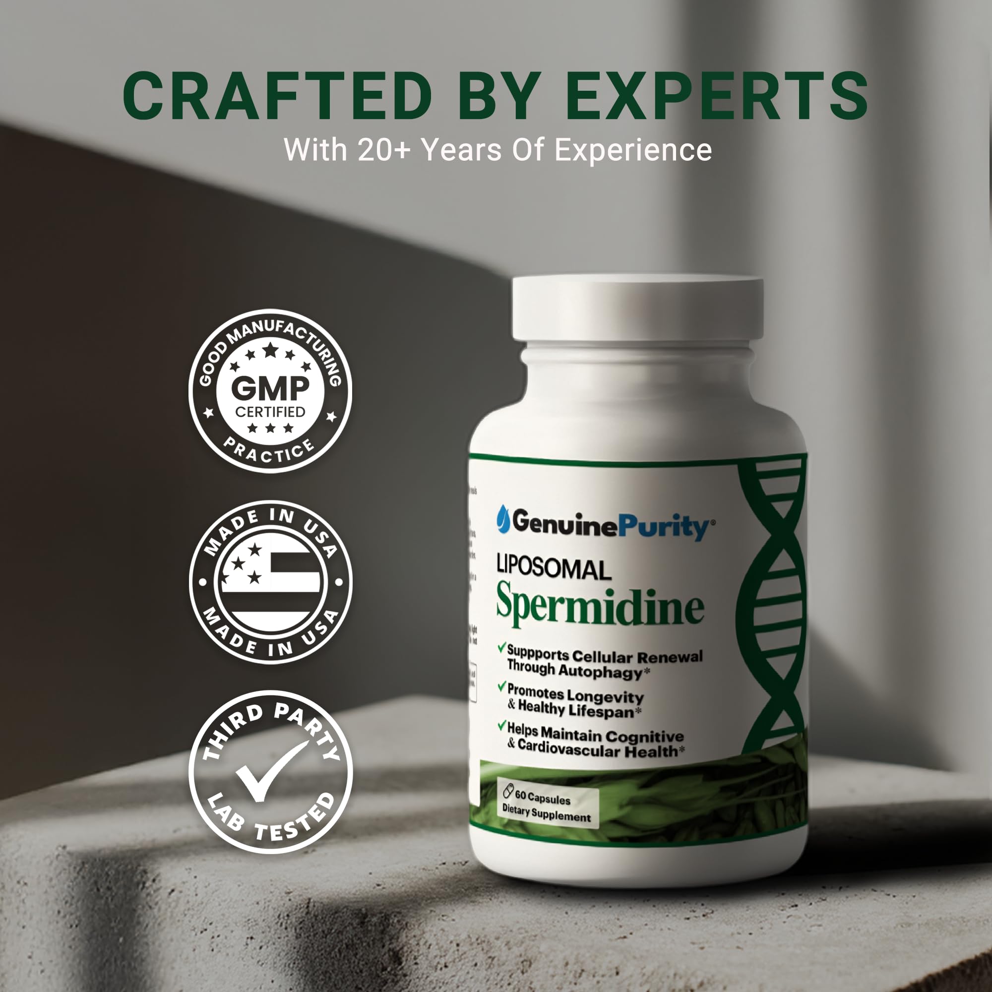 GenuinePurity Spermidina ingredientes no transgenicos fórmula limpia.