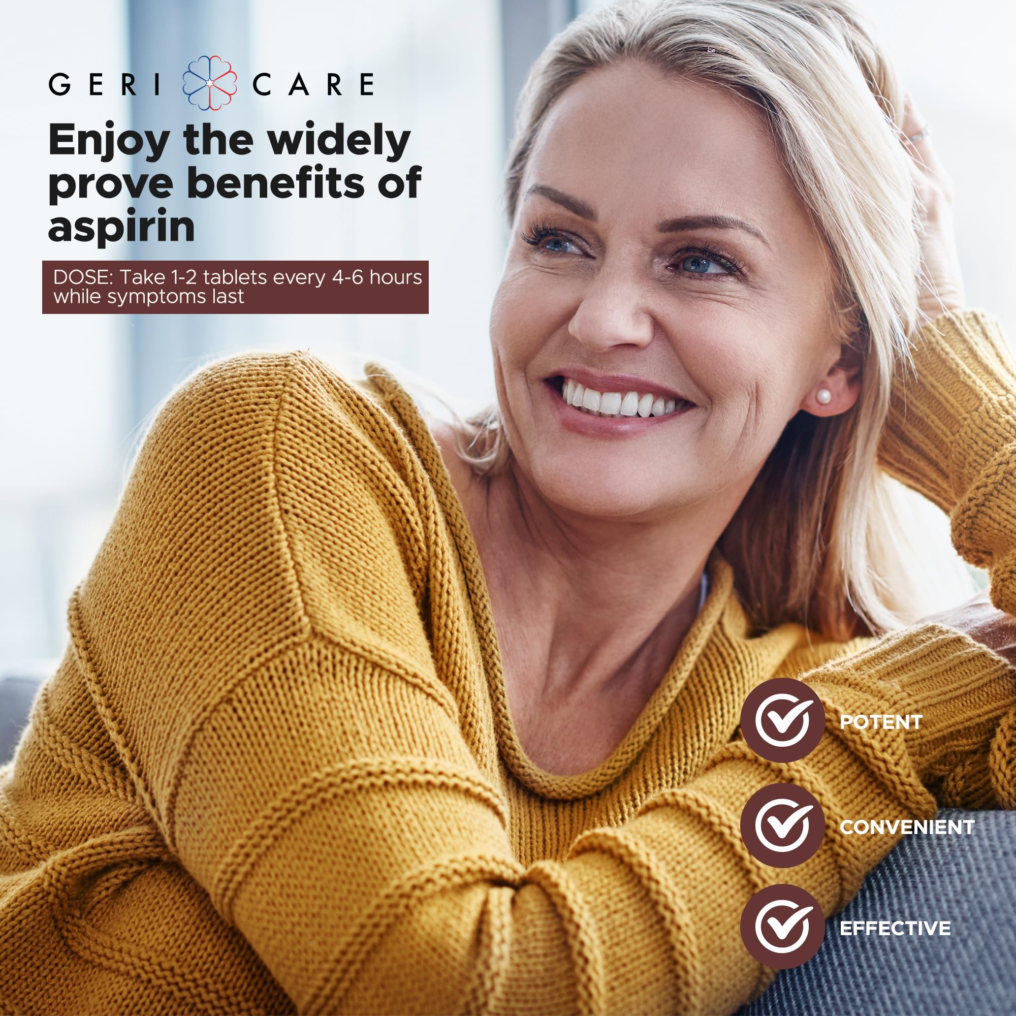GeriCare Aspirina 325 mg: reducción de fiebre y malestar general
