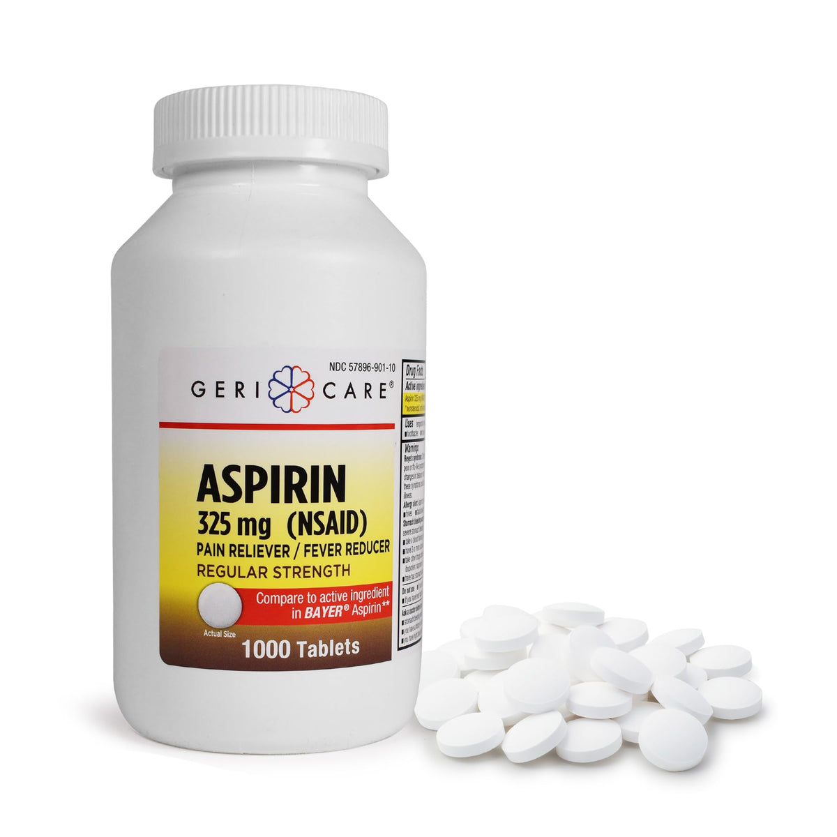 GeriCare Aspirina 325 mg: tableta individual para alivio rápido del dolor